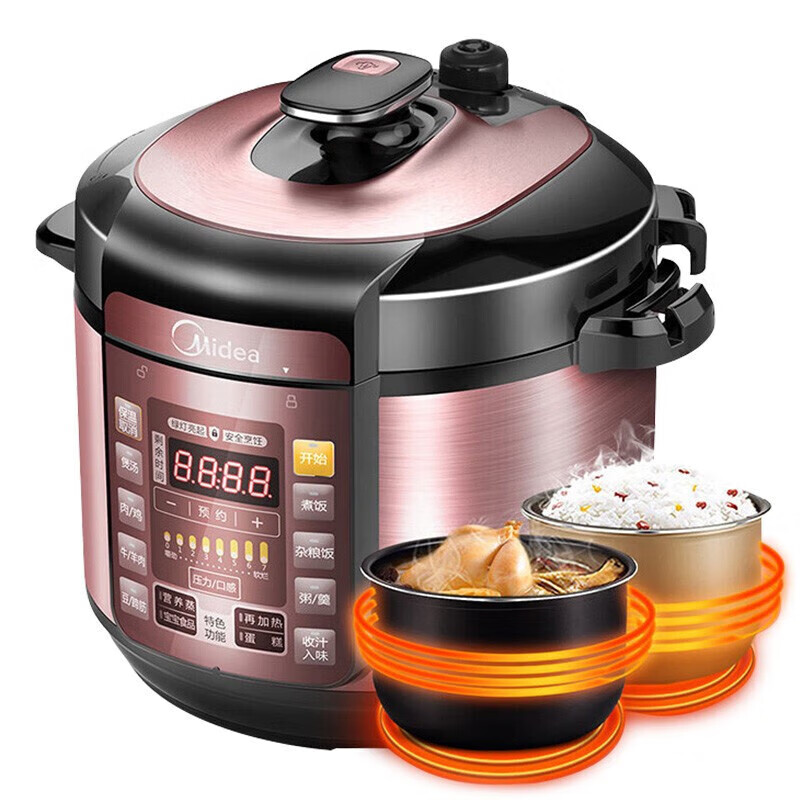 美的电压力锅双胆6L升家用电高压锅饭煲 MY-YL60Simple101高清大图