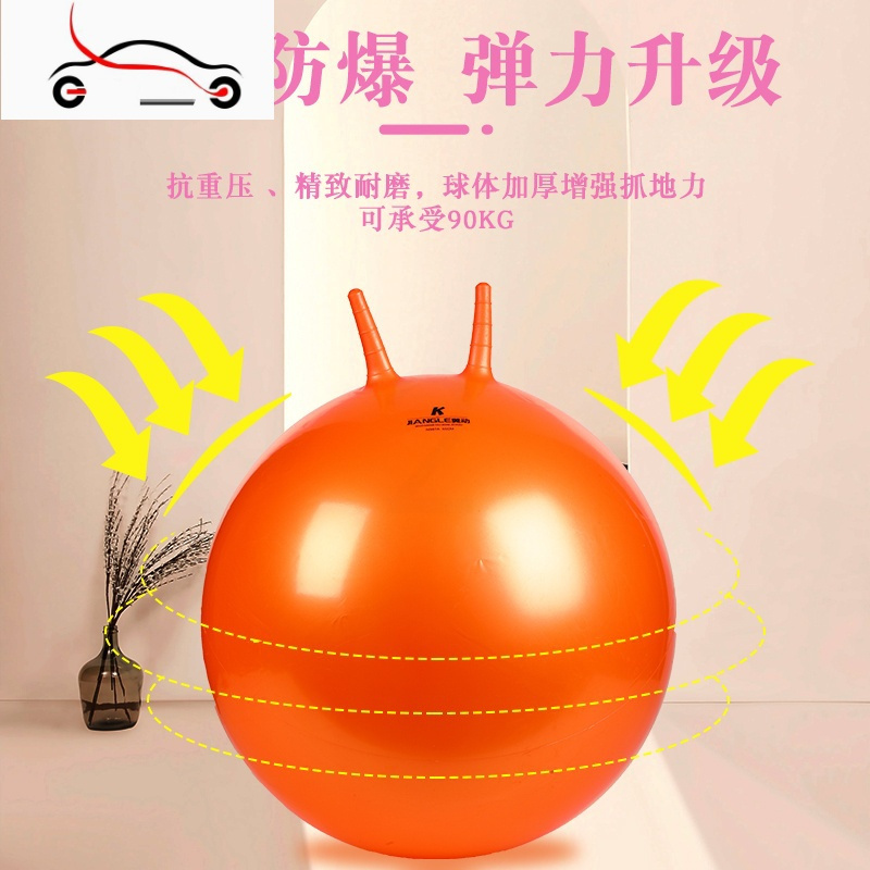 真智力成人羊角球加厚跳跳球健身球65cm瑜伽球手柄球成人大号充气球