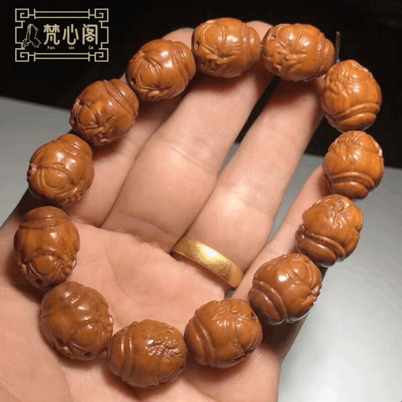 [梵心阁]印尼紫金鼠14-15mm*13颗 雕刻款 关羽 财神夏季男士文玩 菩提子手串佛珠不怕油不怕汗图片