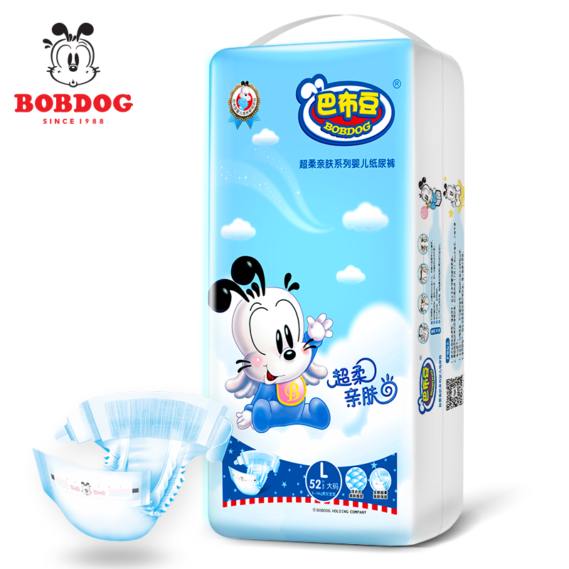 巴布豆LITTLE BOBDOG L52超柔亲肤纸尿裤大包装L52片 9kg-14kg