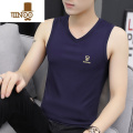 YANXU2022莫代尔男士V领背心宽肩坎肩无袖t恤冰丝内穿0打 L105-120斤 200011-藏青