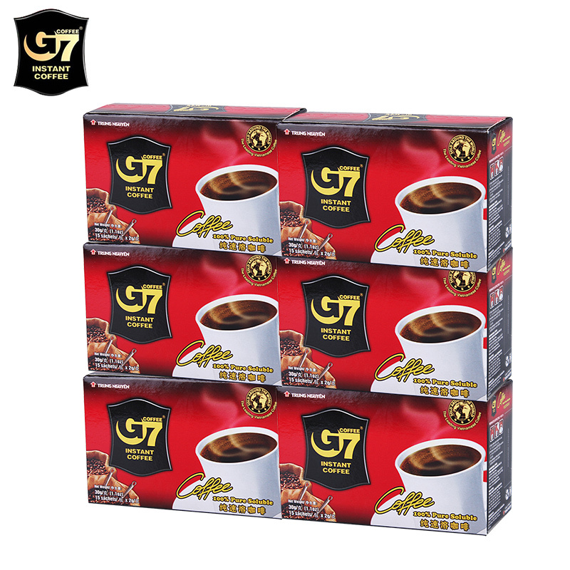 越南进口咖啡中原G7 coffee黑咖啡即溶速溶纯粉30g*6盒装可冲90杯