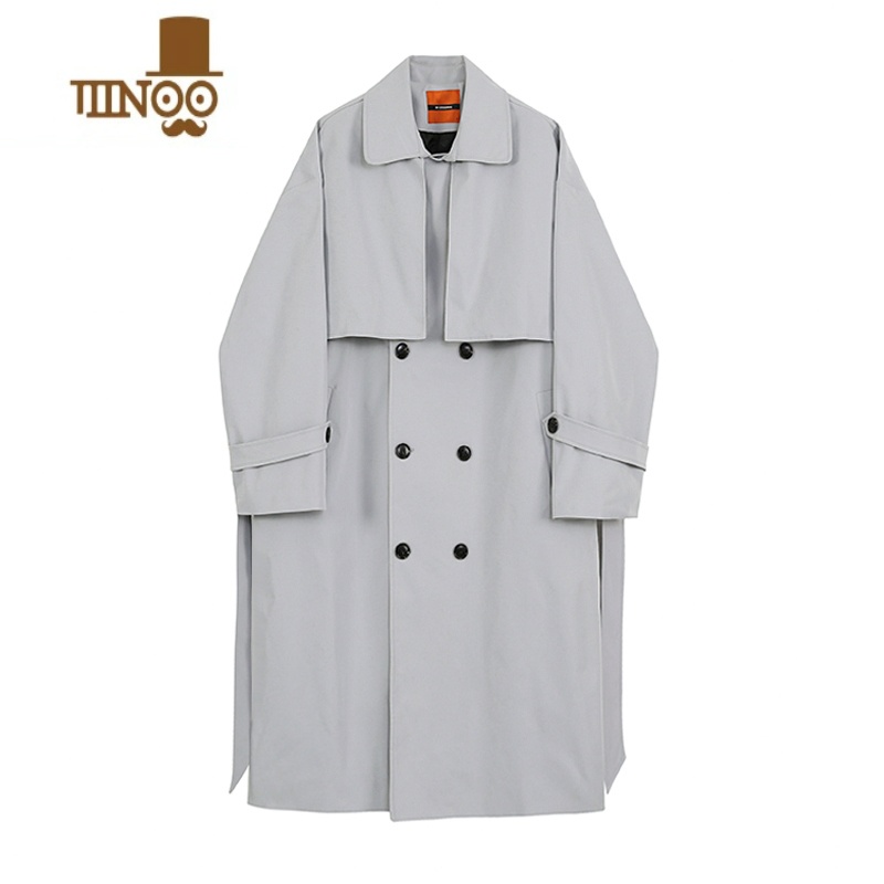 YANXU韩版风衣男中长款潮流帅气过膝长款大衣2023感宽松外套高清大图