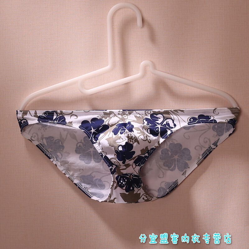 波迷娜(BOMINA)官方品质青花瓷潮男士低腰性感内裤 薄款纯棉三角裤 中国风全棉修身3