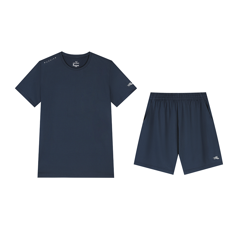361°运动套装男夏季新款跑步健身锻炼服两件套652524002V 3XL 深墨蓝/深墨蓝