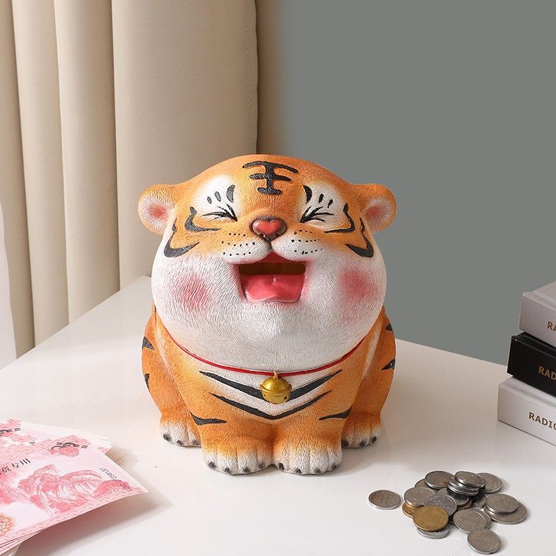 维诺亚网红生肖老虎摆件大容量存钱罐只进不出礼物吉祥物创意工艺装饰品高清大图