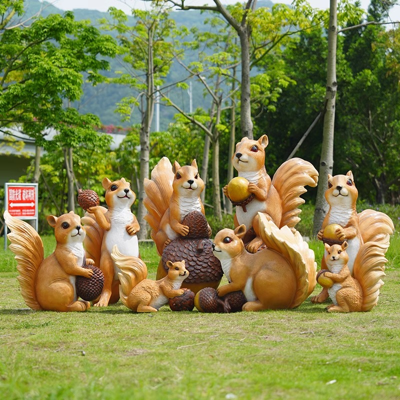 户外园林摆件庭院摆件户外园林幼儿园装饰摆件仿真动物大号松鼠摆件 单位:个高清大图