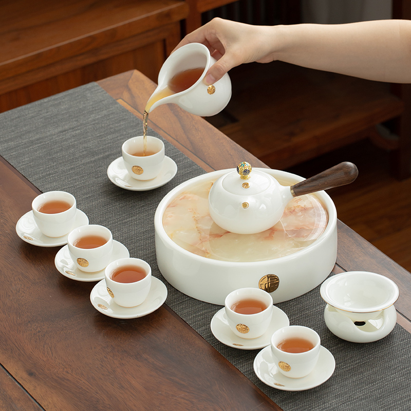 苏氏陶瓷(SUSHI CERAMICS)羊脂玉功夫茶具套装家用白瓷侧把壶17件整套礼盒装