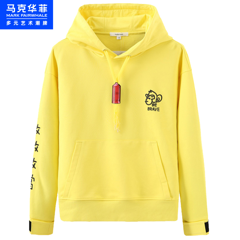 马克华菲宽松连帽卫衣男2022秋季新款国漫时尚印花青春连帽男士上衣