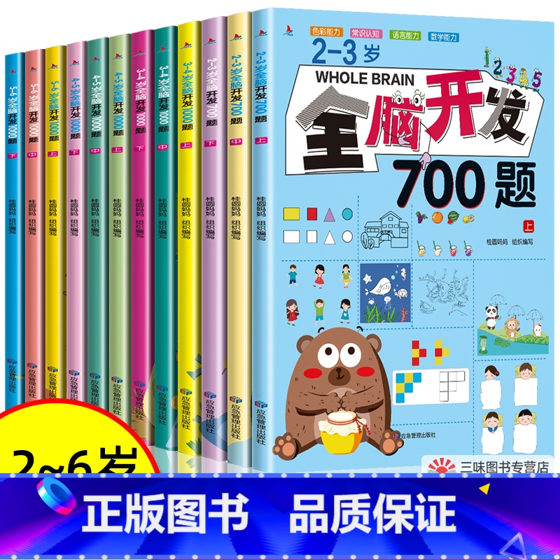 0-6岁全脑开发【共12册】 【正版】全脑开发思维训练700题 1000题 儿童思维逻辑训练书 幼儿启蒙认知益智早教书