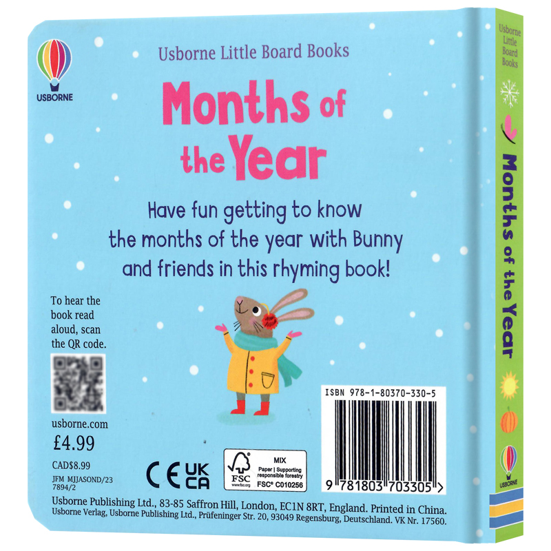 [正版]Usborne出品 一年中的每个月 英文原版绘本 Little Board Books Months of t高清大图
