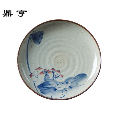 鼎亨陶泥餐盘景德镇釉下青花手绘盘子手工餐具餐具水果盘壶托壶承