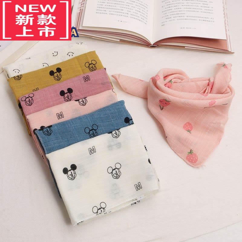 可莉允.儿童棉麻围巾夏季薄款宝宝婴儿方巾三角口水巾防晒丝巾围脖男女毛巾图片