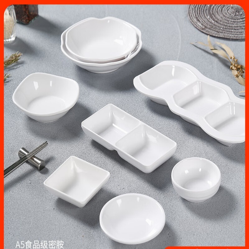 贝莱恩A5密胺餐具饭店用味碟小碟子商用蘸料碟酱料碟塑料油盐酱醋碟仿瓷 7812四方碟 5英寸12.5cm高清大图