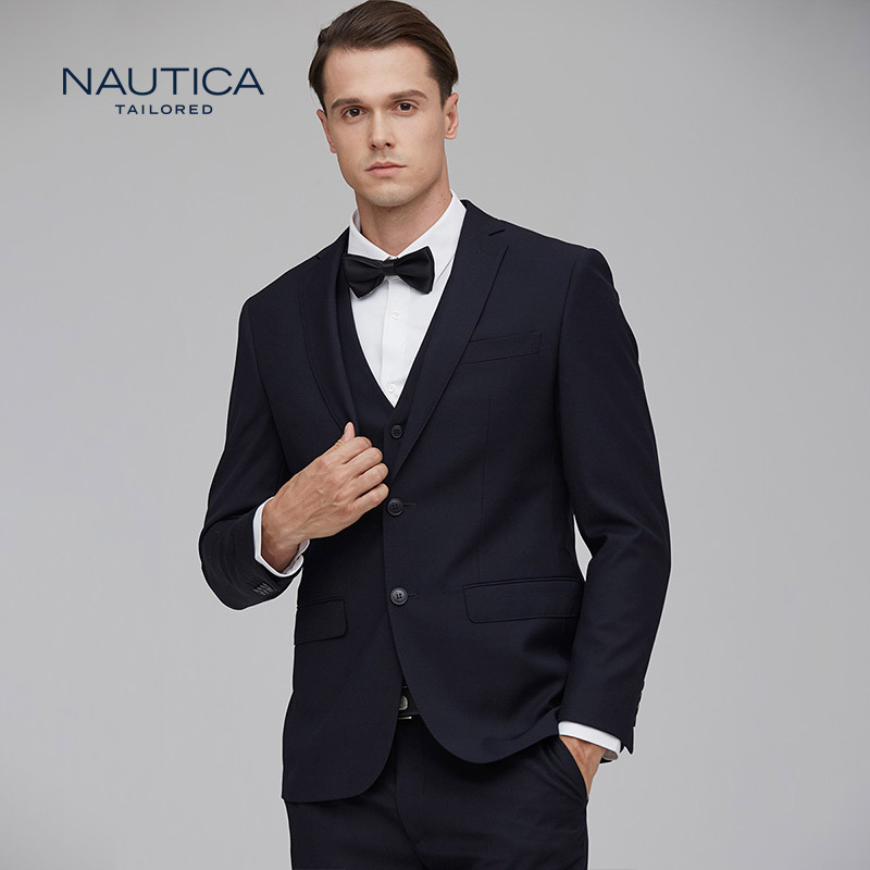 诺帝卡/NAUTICA TAILORED套装西服男士后中开衩两粒单排扣三件套结婚礼服