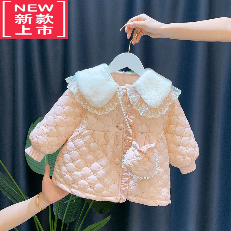 可莉允女童外套秋冬季2022新款秋款加绒加厚婴儿一岁宝宝夹棉秋装薄棉衣棉服