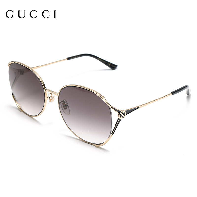 Gucci/古驰太阳镜2020新款女士防紫外线眼镜圆形大框墨镜GG0650SK-001-59