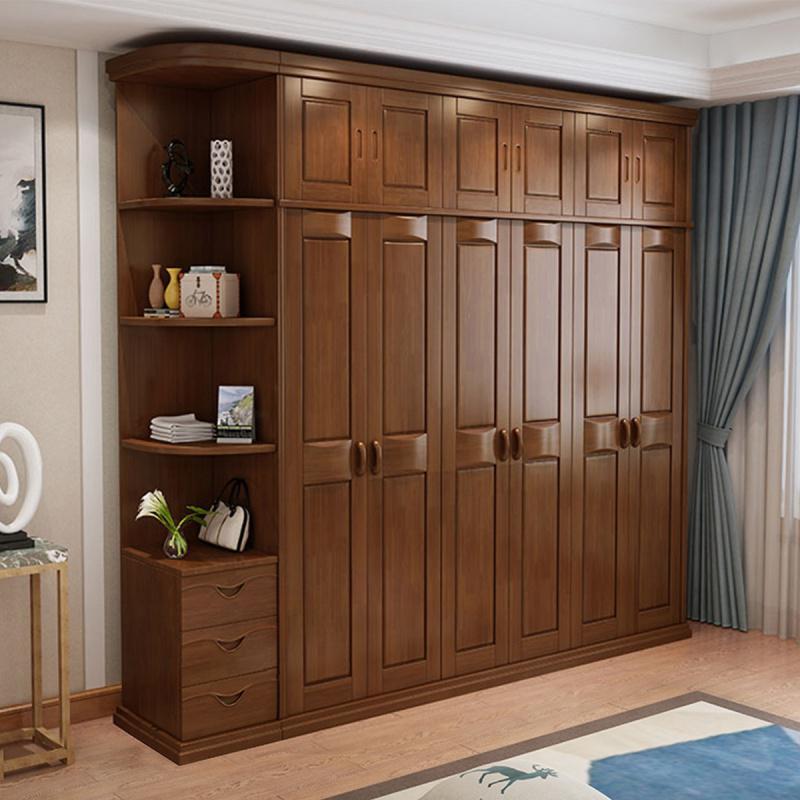新中式实木衣柜四橡木衣柜简约356平开转角大衣橱柜配套家具
