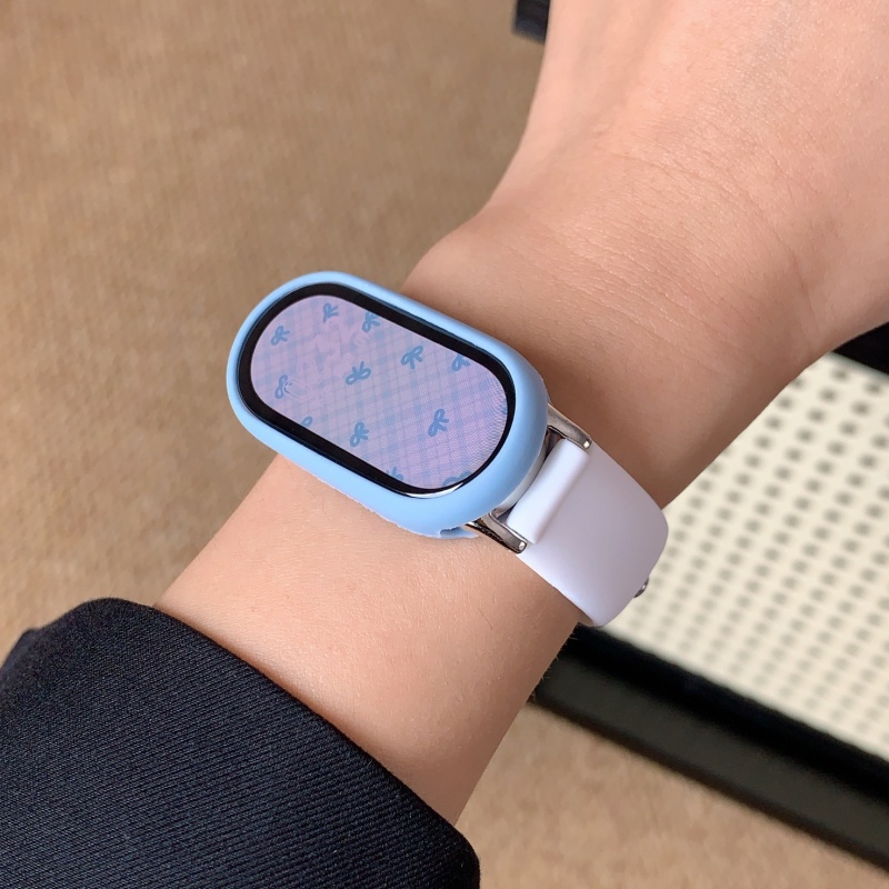 适用于小米手环10表带9/8可爱表带一体式硅胶磁吸系列7/6/5/4/3NFC版腕带独特工字硅胶磁吸通用10代3264高清大图