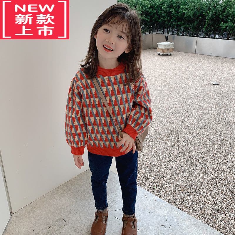 可莉允女童毛衣套头童装2022秋冬装宝宝儿童小女孩针织打底上衣洋气线衣图片