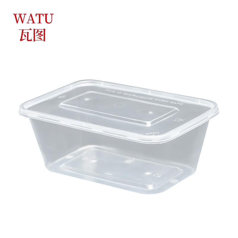 瓦图 一次性饭盒快餐外卖打包盒PP塑料餐盒方形1000ml 300个装高清大图