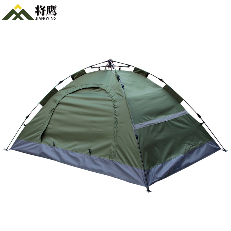 将鹰 双人户外野营自动帐篷加厚布料带反光条绿色 JY-041S-02高清大图