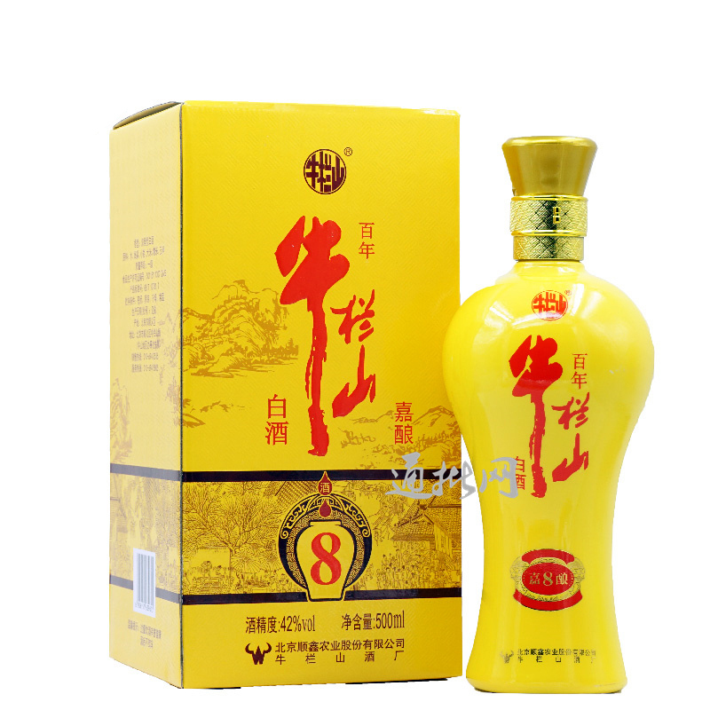 牛栏山 浓香型白酒 黄瓶嘉酿8 42度 500ML*6 瓶箱装配仨带
