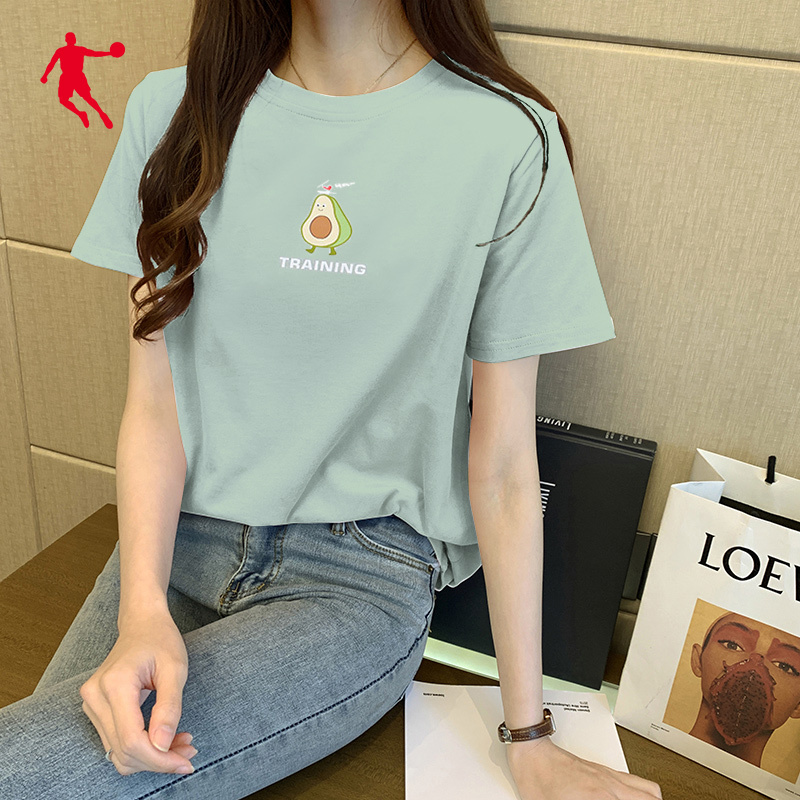 乔丹短袖女装2022春夏新款运动短袖t恤女潮流休闲百搭半袖针织衫运动