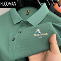 HLCOMAN男士popolo衫短袖t恤男夏装纯色半袖翻领体恤衣男 180/2XL155-170斤 绿色