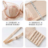内衣女大胸显小无钢圈聚拢收副乳防下垂性感蕾丝文胸罩薄款春夏季