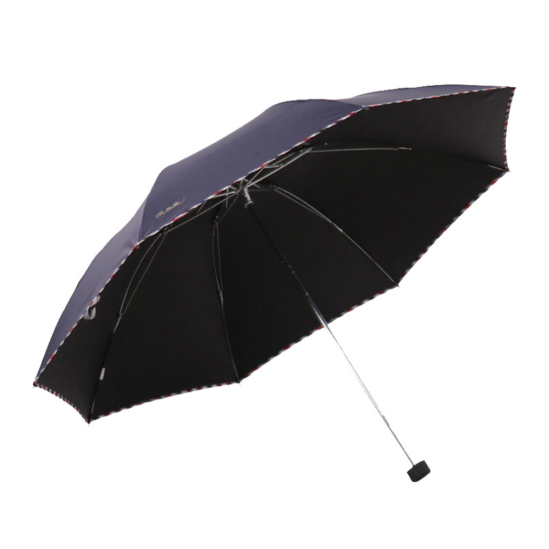 天堂伞 黑胶碰击布格子边三折商务晴雨伞 30242DLCJ高清大图