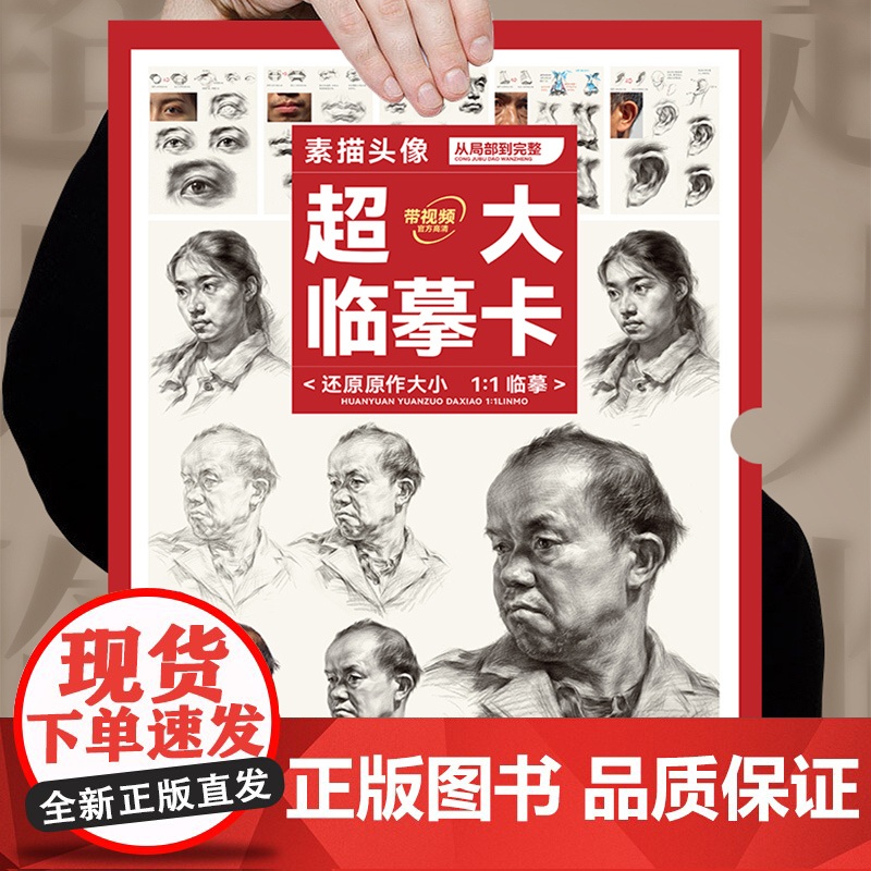 素描头像超大临摹卡从局部到完整 2023敲门砖人物五官局部结构明暗大关系完整稿临摹范本美术高考联考教材教程书籍高清大图