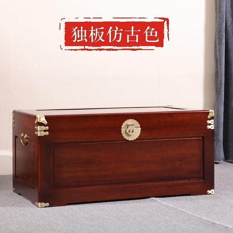 森美人全香樟木箱子结婚衣箱实木字书画收纳婚嫁陪嫁箱收藏箱长方形 仿古红素面打框独板包角（60*35*30）