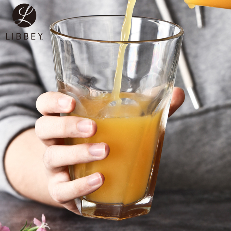 Libbey利比 扭转直布罗陀系列296ml玻璃杯沙冰奶茶杯果汁杯啤酒杯家用透明水杯 四只装