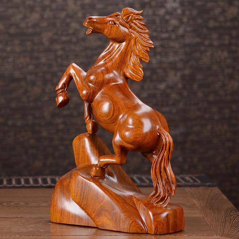 花梨木马摆件实木马刻工艺品红木马摆件家居电视柜装