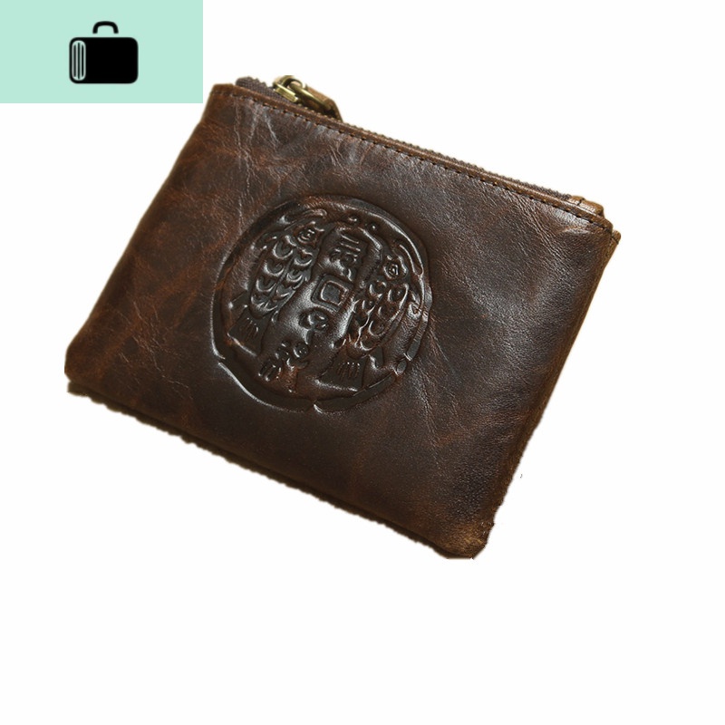 疯马皮新款零钱迷你小钱包男女牛皮手工钥匙包超薄卡包潮NEW LAKE高清大图