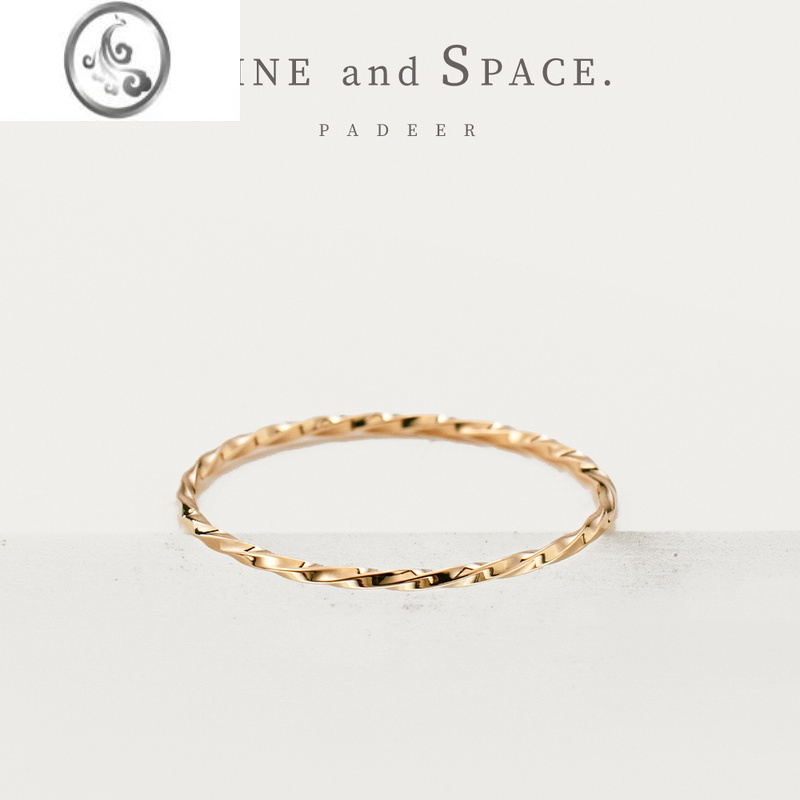 JiMi14K包金极细方麻花扭纹尾戒女小指 欧美简约叠戴冷淡风关节戒指