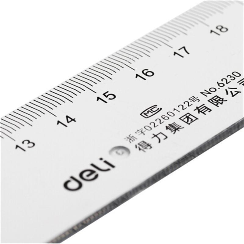 得力(deli) 塑料直尺 耐磨低误差透明尺子直尺 工程测量 绘图制图 6230/30cm