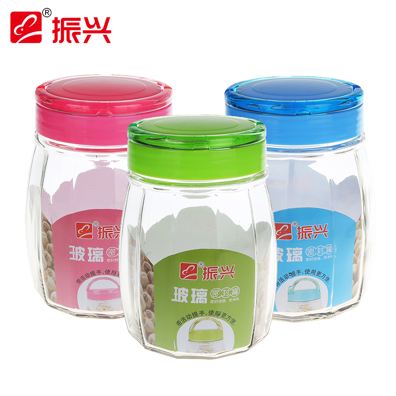 振兴 1060ML玻璃密封罐储物罐 柠檬蜂蜜瓶子杂粮奶粉干果泡菜坛 颜色随机