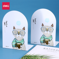 得力(deli)9267书立架学生用图书挡板金属阅读书立办公室桌面桌上书架简易简约创意卡通铁书立炫彩书架 绿色 1对