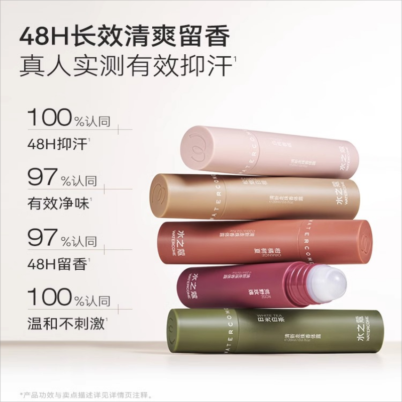 水之蔻(watercome)清新走珠香体露20ml*3(日光白茶+柑橘树夏+松烟白檀)