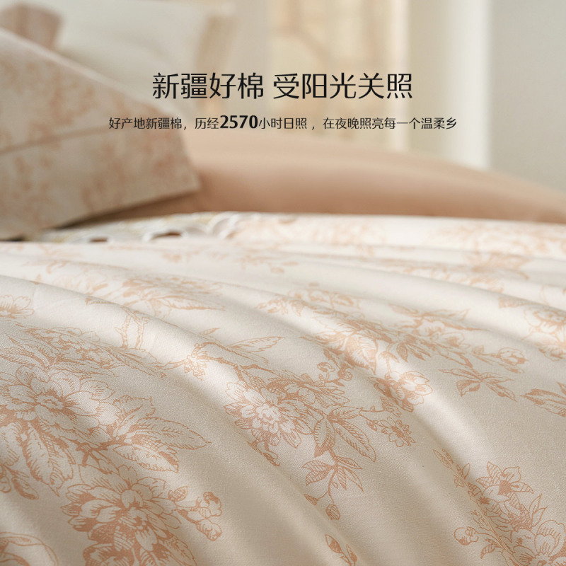 水星家纺四件套60S长绒棉抗菌套件法式被套床单酒店家用床品