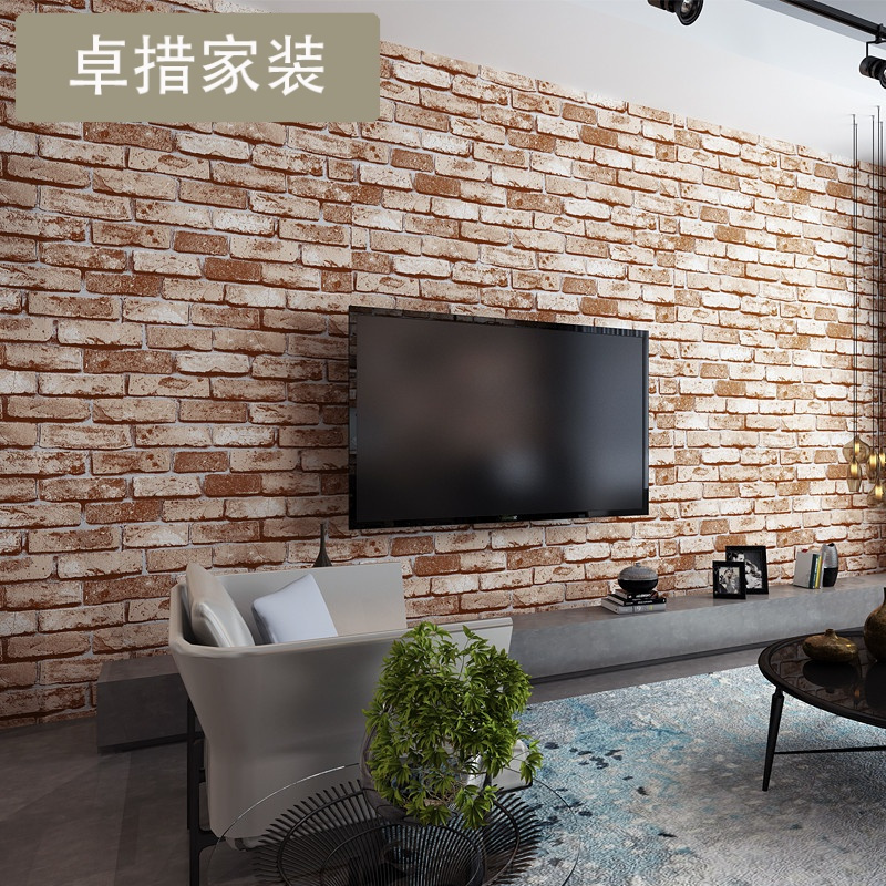 怀旧砖纹无纺布墙纸客厅电视背景卧室茶楼中式古条纹壁纸壹德壹