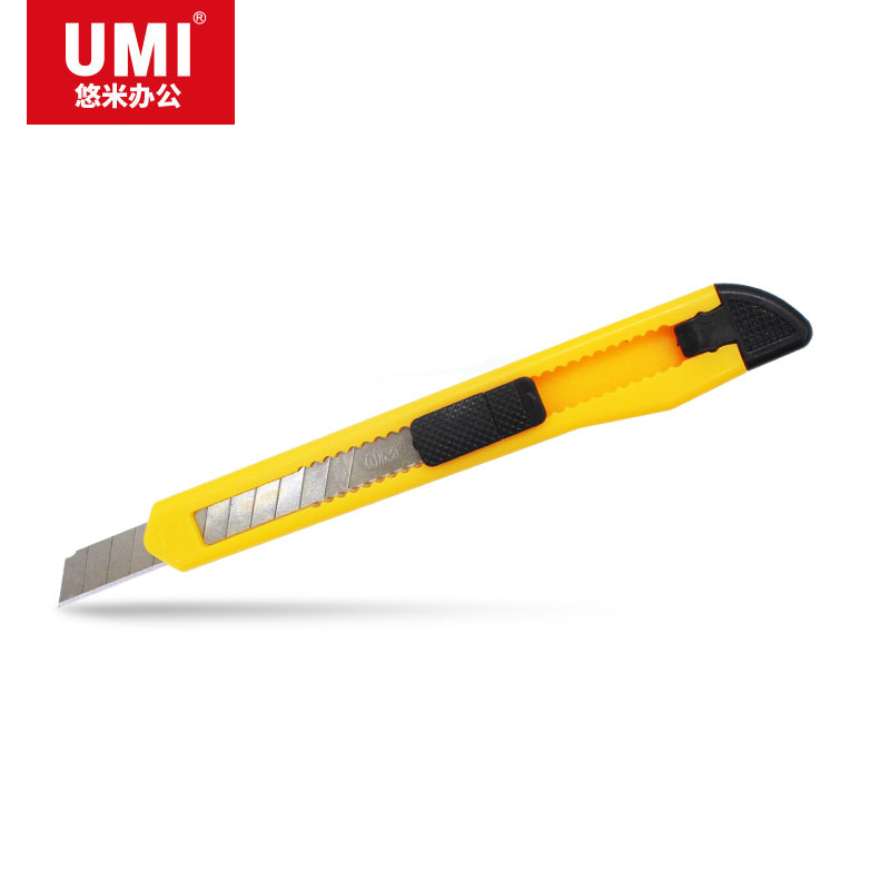 悠米 经济型塑料美工刀 小号 B02102Y 黄 5把装