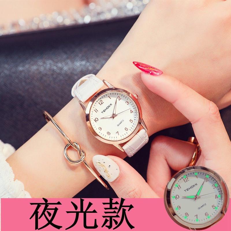 白带+送心形手环 备用电池 ins超火少女心夜光防水闺蜜手表女学生韩版简约潮流复古电子女士