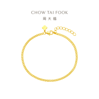 周大福 中性风酷飒古巴手链 足金黄金手链(工费:220计价)EOF1134 15cm足金约3.10g