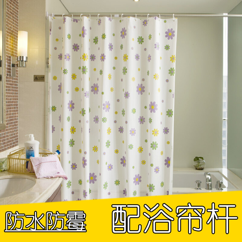 浴室浴帘田园小花防水防霉加厚布帘卫生间窗帘隔断布帘帘免打孔