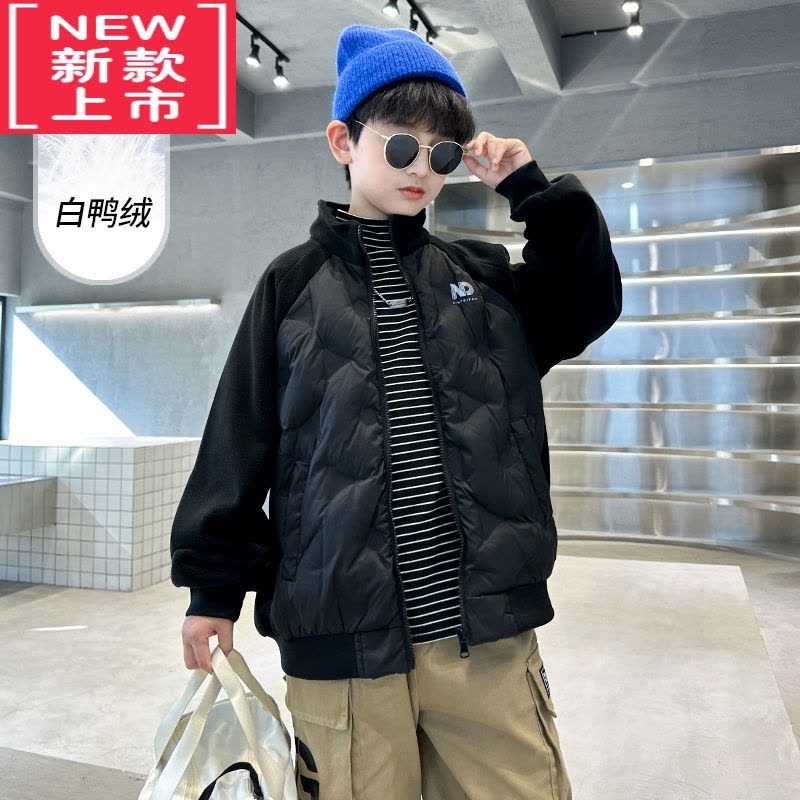可莉允男童冬装轻薄羽绒服2022新款中大童儿童秋冬季时髦帅气棉服外套潮图片