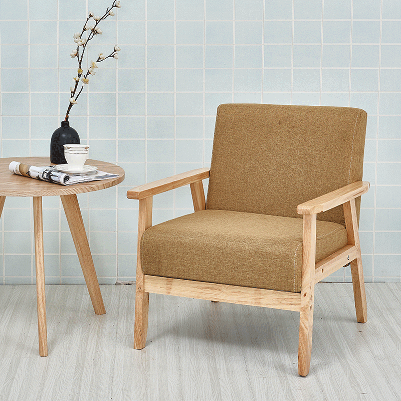 寻木匠小户型单人沙发客厅卧室北欧网红实木布艺服装店现代简约出租房