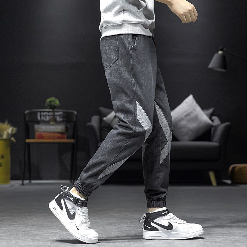 梵克公牛季新款牛仔裤男士宽松弹力哈伦束脚休闲裤子韩版潮流